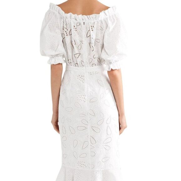 SALONI Olivia Midi Dress in French White Lace - Picture 4 of 14